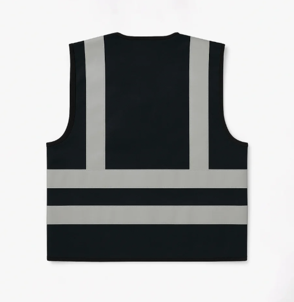 SAFETY VEST BLACK WITH 4 POCKET 120 GSM