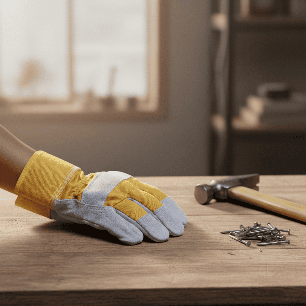 LEATHER WORKING GLOVES YELLOW/WHITE