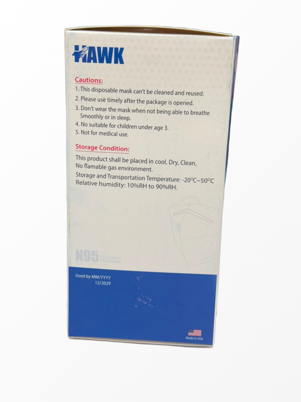 HAWK N95 MASK 20PCS/BOX