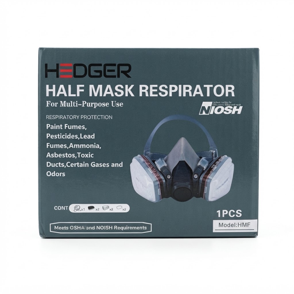 HEDGER HALF FACE MASK RESPIRATROR 6200A WITH FILTER