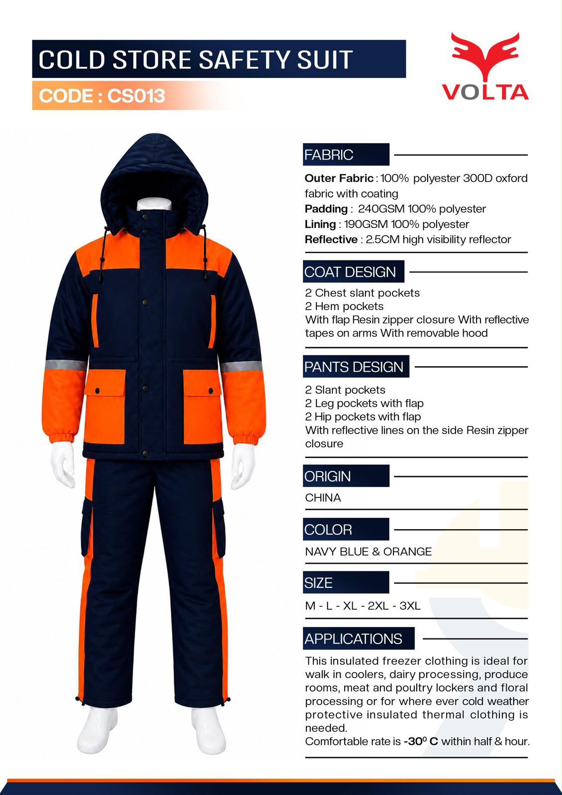 COLD STORE SAFETY SUIT VOLTA
