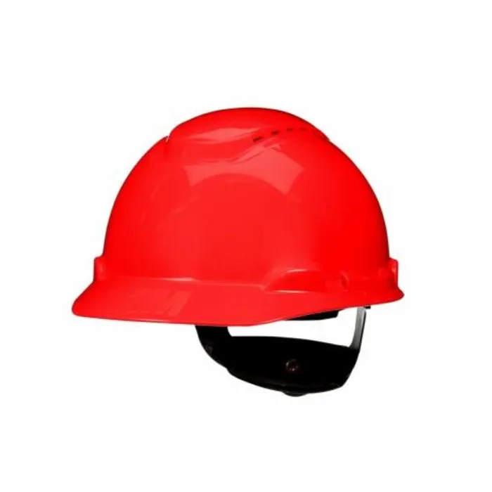 3M RED HARD HAT WITH 4-POINT RATCHET SUSPENSION