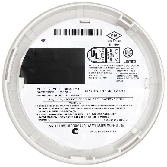 Simplex 4098-9714 True Alarm Photoelectric Smoke Detector
