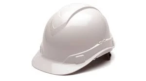 WHITE HARD HAT WITH 4-POINT RATCHET SUSPENSION