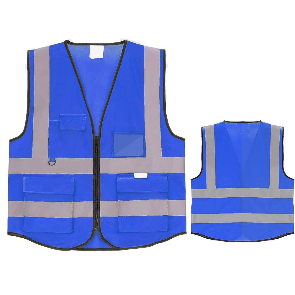 SAFETY VEST BLUE WITH POCKET 120 GSM