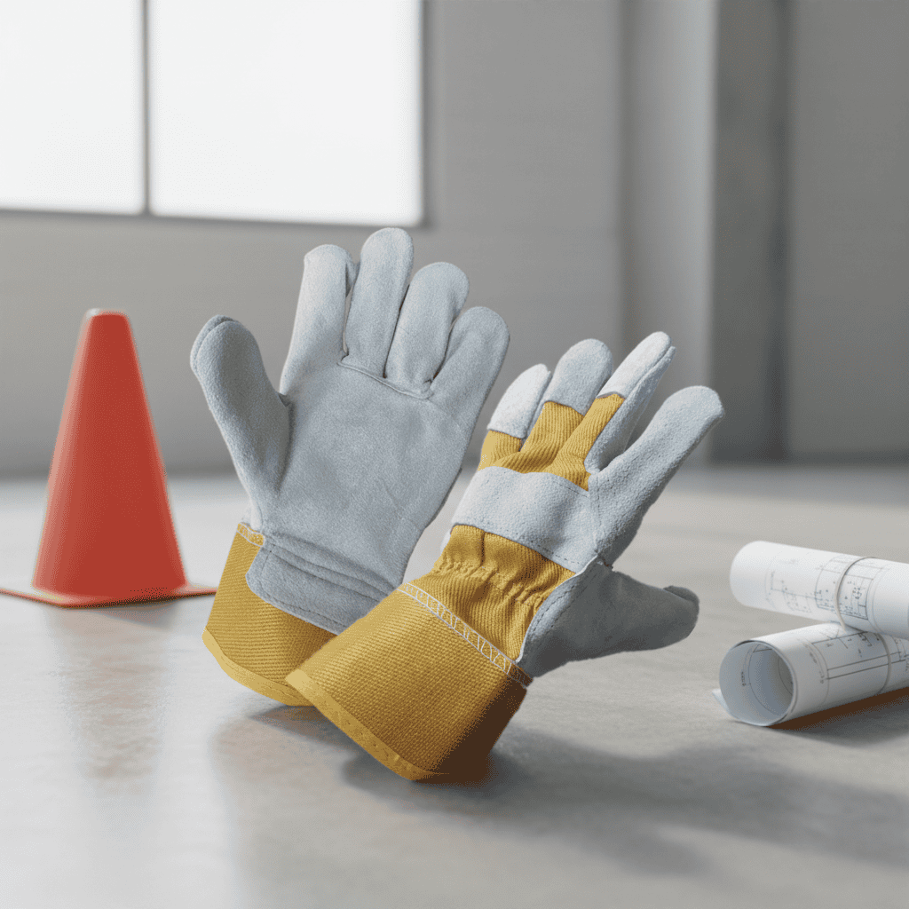 LEATHER WORKING GLOVES YELLOW/WHITE