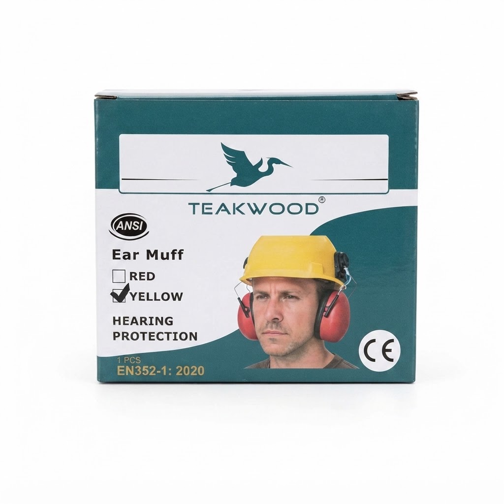 TEAKWOOD HELMET MOUNTED EAR MUFF RED/YELLOW