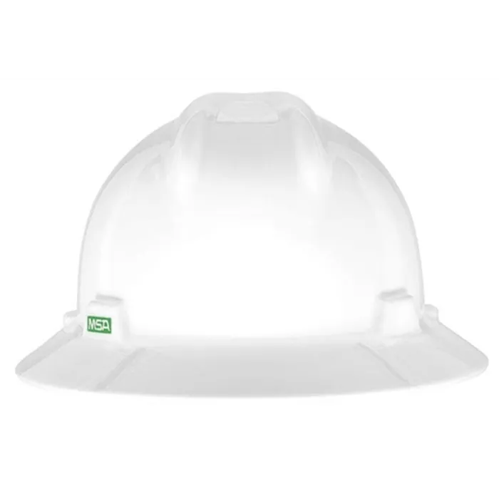 MSA V-Gard® Full Brim Hard Hat With Ratchet/4 Point Ratchet Suspension, White