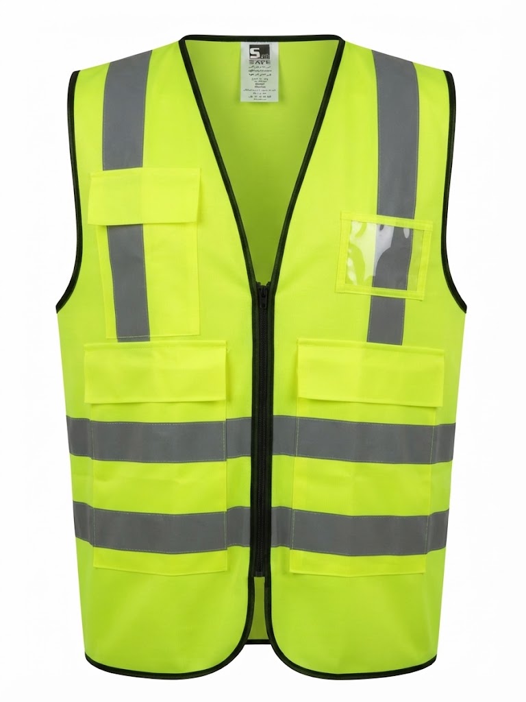 SAFE SQUARE SAFETY VEST 120 GM YELLOW WITH POCKET -INDIA