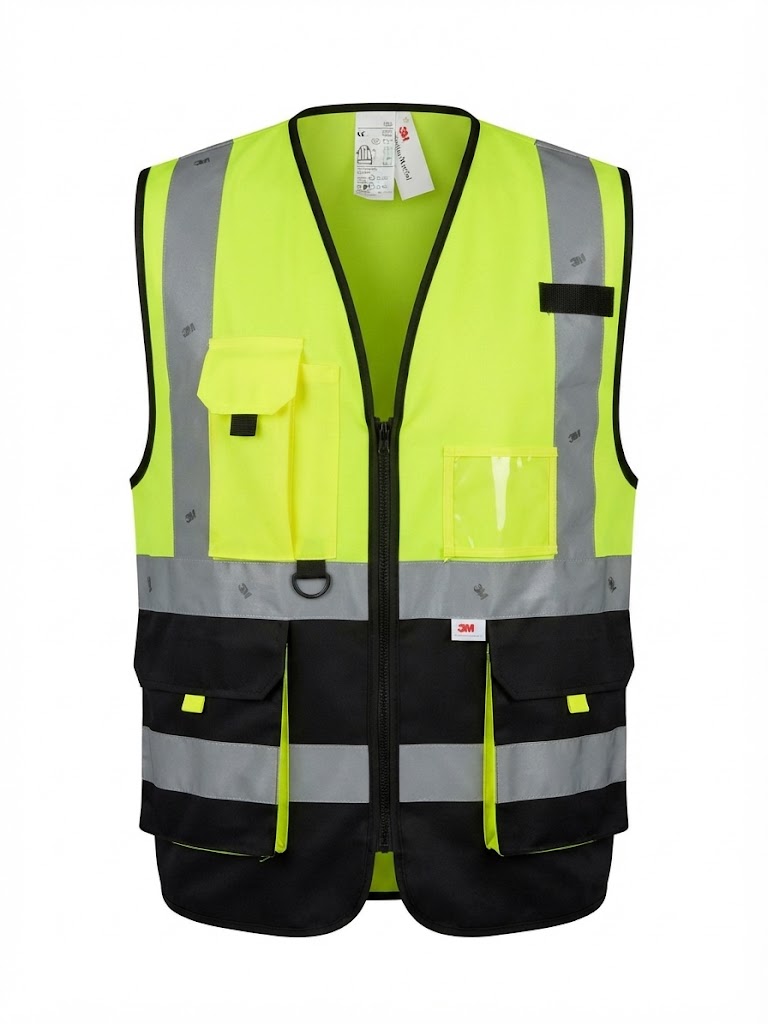 3M VEST DOUBLE COLOUR YELLOW & BLACK WITH POCKET