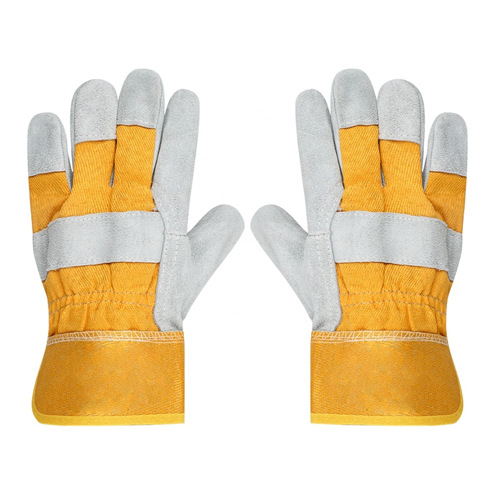 LEATHER WORKING GLOVES YELLOW/WHITE
