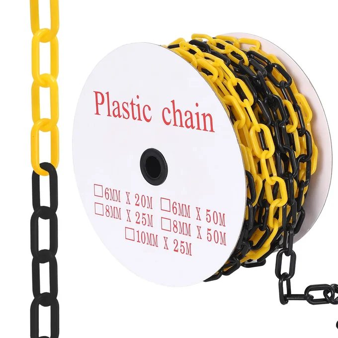 PLASTIC CHAIN YELLOW&BLACK 6MMX50YRD