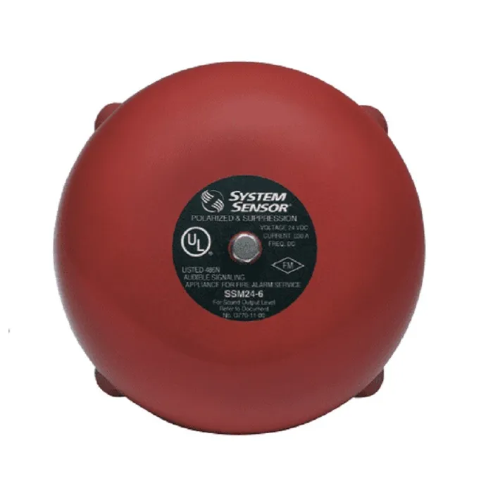 NOTIFIER Fire Alarm Bell, 6" W/ Weather-Proof Back Box- Audio/Visual Appliances - SSM24-6
