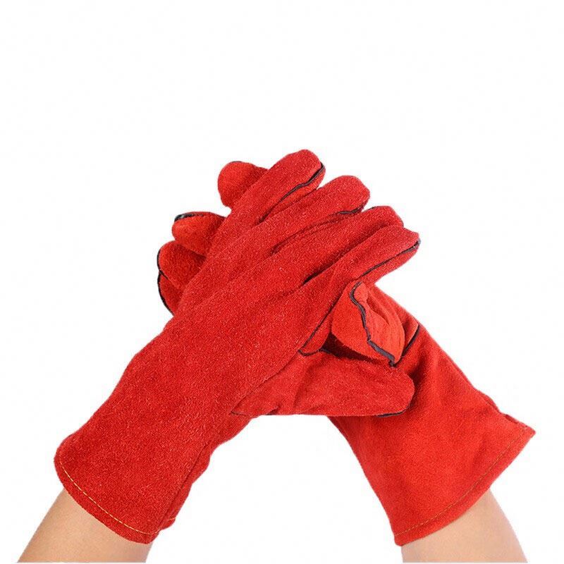 WELDING GLOVES RED COLOR WITH PIPING -16 SIZE