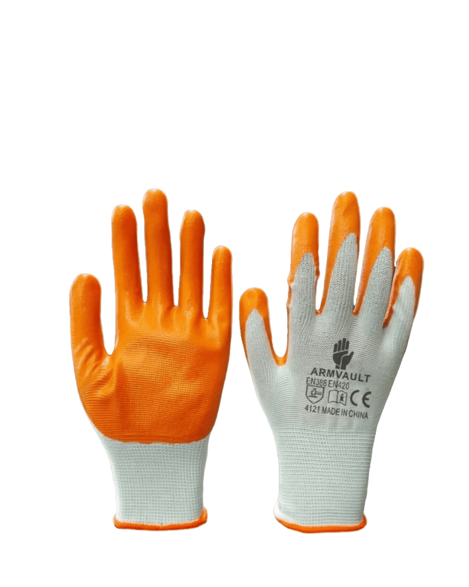 ARMVAULT NITRILE GLOVE ORANGE AND WHITE
