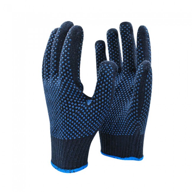 PVC DOUBLE DOTTED GLOVES NAVY BLUE 250/CTN