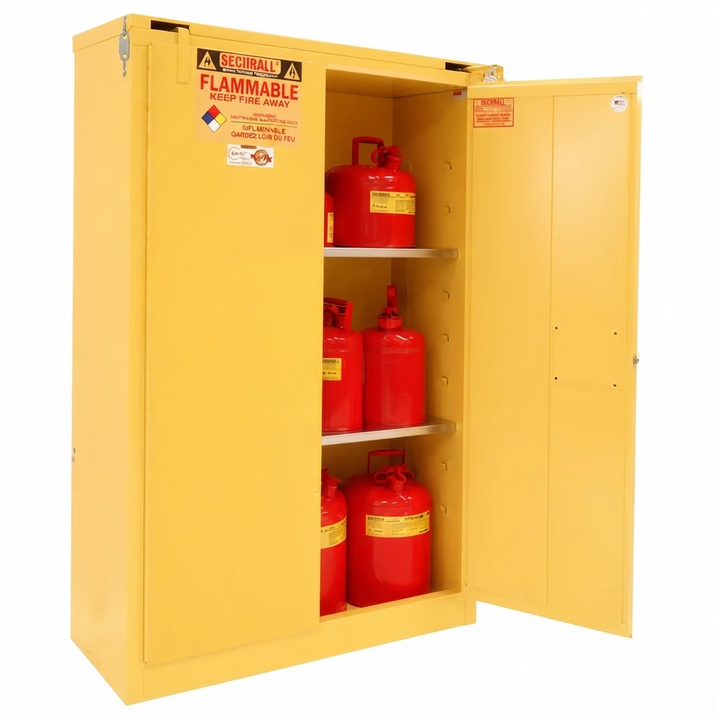 60 Gallon Flammable Storage Cabinet, Self-Close Self-Latch Safe-T-Door