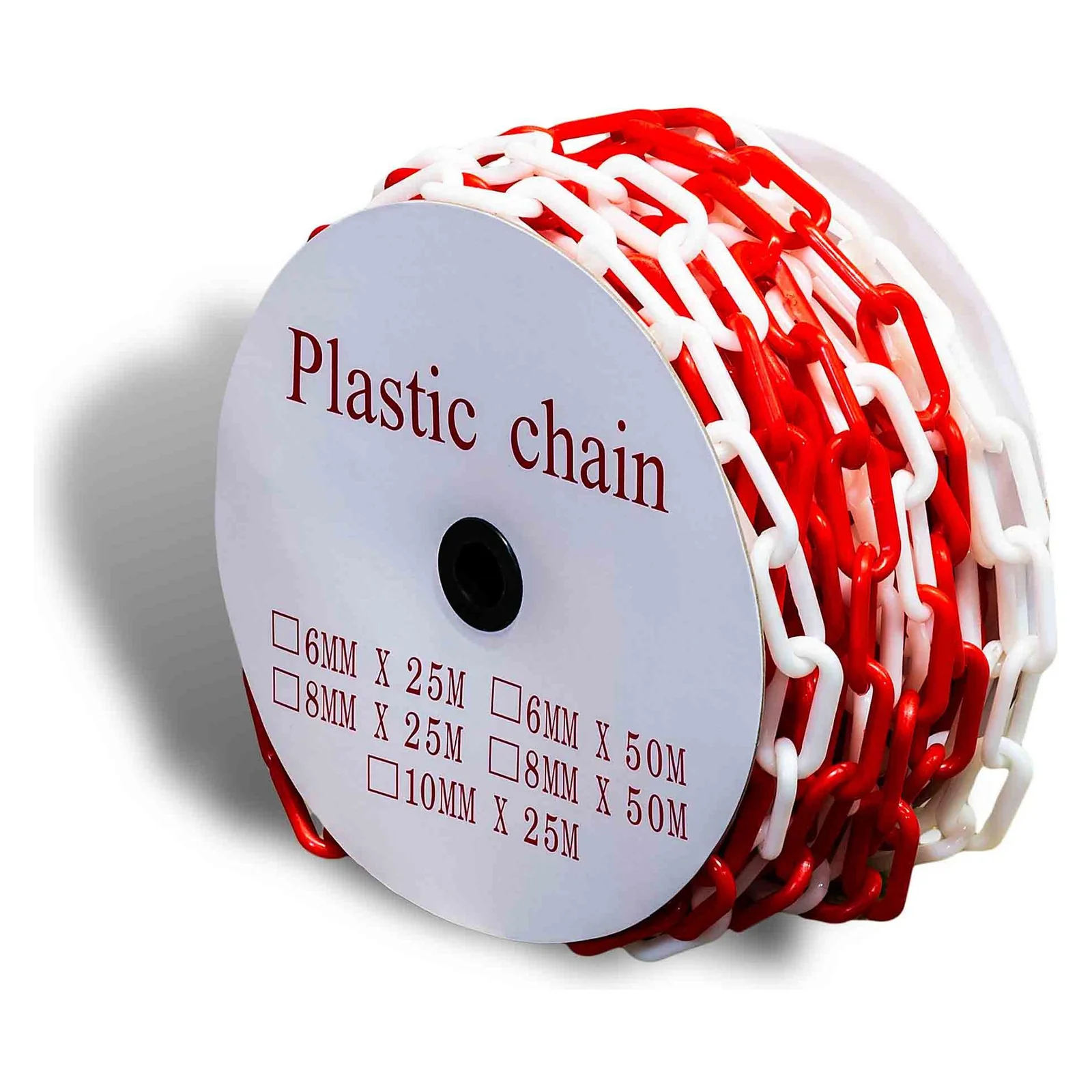 PLASTIC CHAIN RED&WHITE 6MMX50YRD