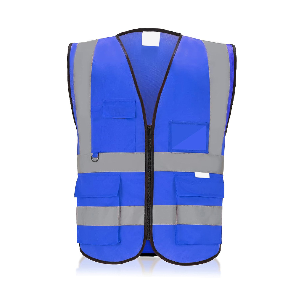 SAFETY VEST BLUE WITH POCKET 120 GSM
