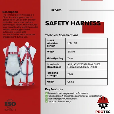 PROTEC FULL BODY HARNESS WITH LANYARD