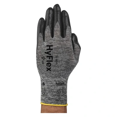 Ansell HyFlex® 11-801 Industrial Safety Gloves - Breathable Foam Nitrile with Dirt-Masking Liner