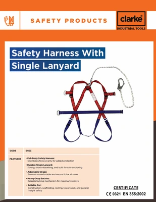 SAFETY HARNESS WITH SINGLE LANYARD & SHOCK ABSORBER CLARKE