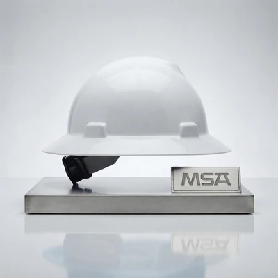 MSA V-Gard® Full Brim Hard Hat With Ratchet/4 Point Ratchet Suspension, White