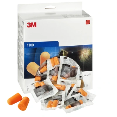 3M - Foam Earplugs 1100, Uncorded, 200 Pair/Box